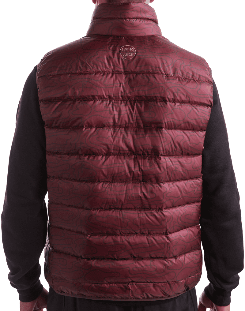 02 rhythmic lines mens packable puffer vest burgundy