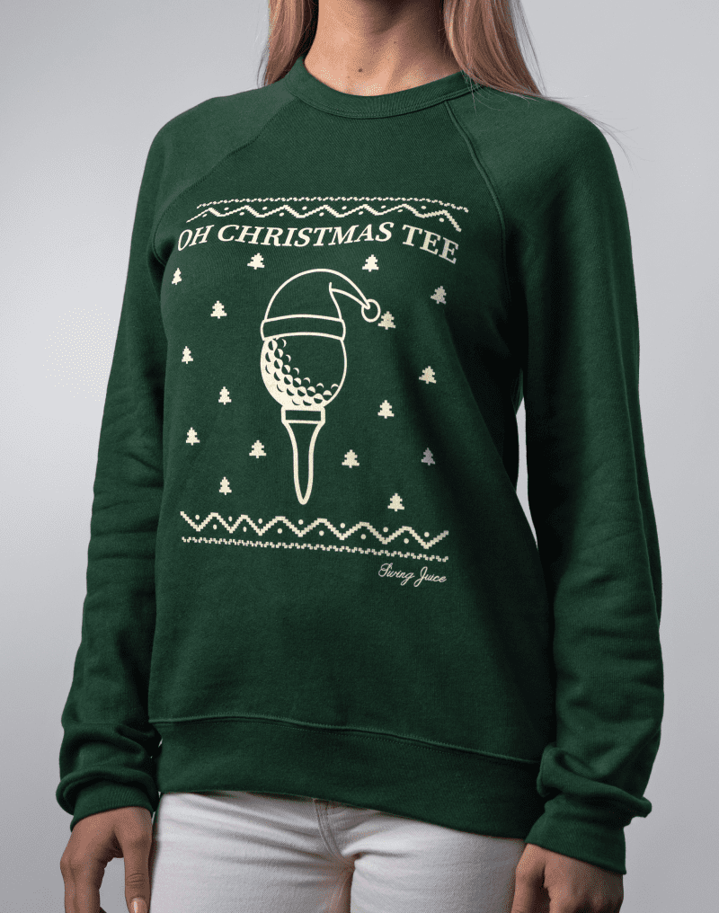 02 swingjuice oh christmas tee ugly sweater long sleeve sweatshirt mannequin 2 forest green