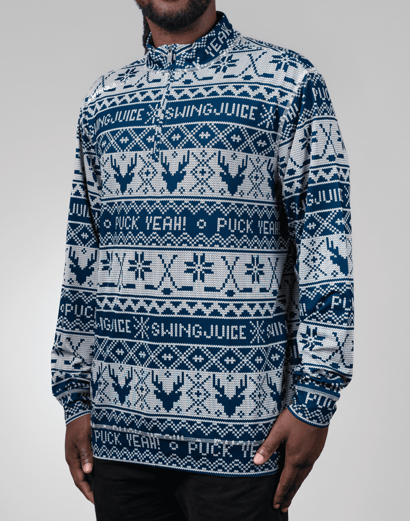 02 swingjuice puck yeah fairisle men performance 1 4 zip mannequin 2 navy