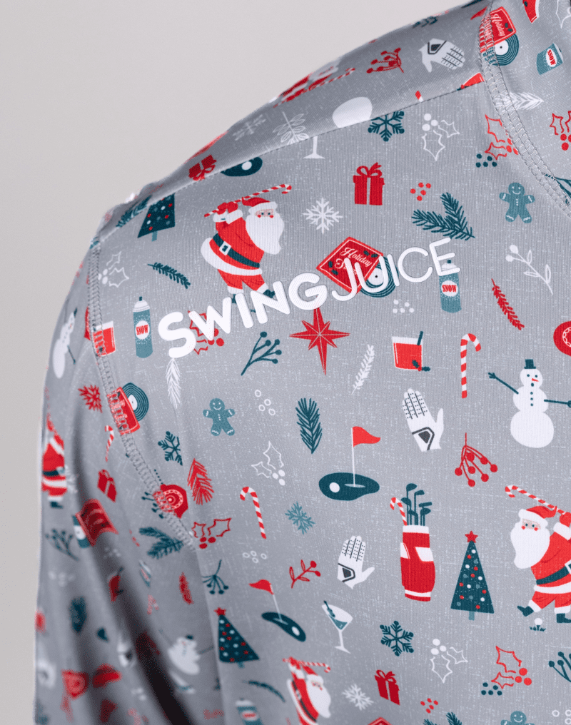 03 swingjuice golf swingin retro santa men performance 1 4 zip close up grey