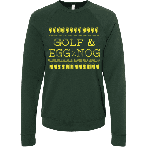 04 swingjuice golf egg nog ugly sweater long sleeve sweatshirt forest green