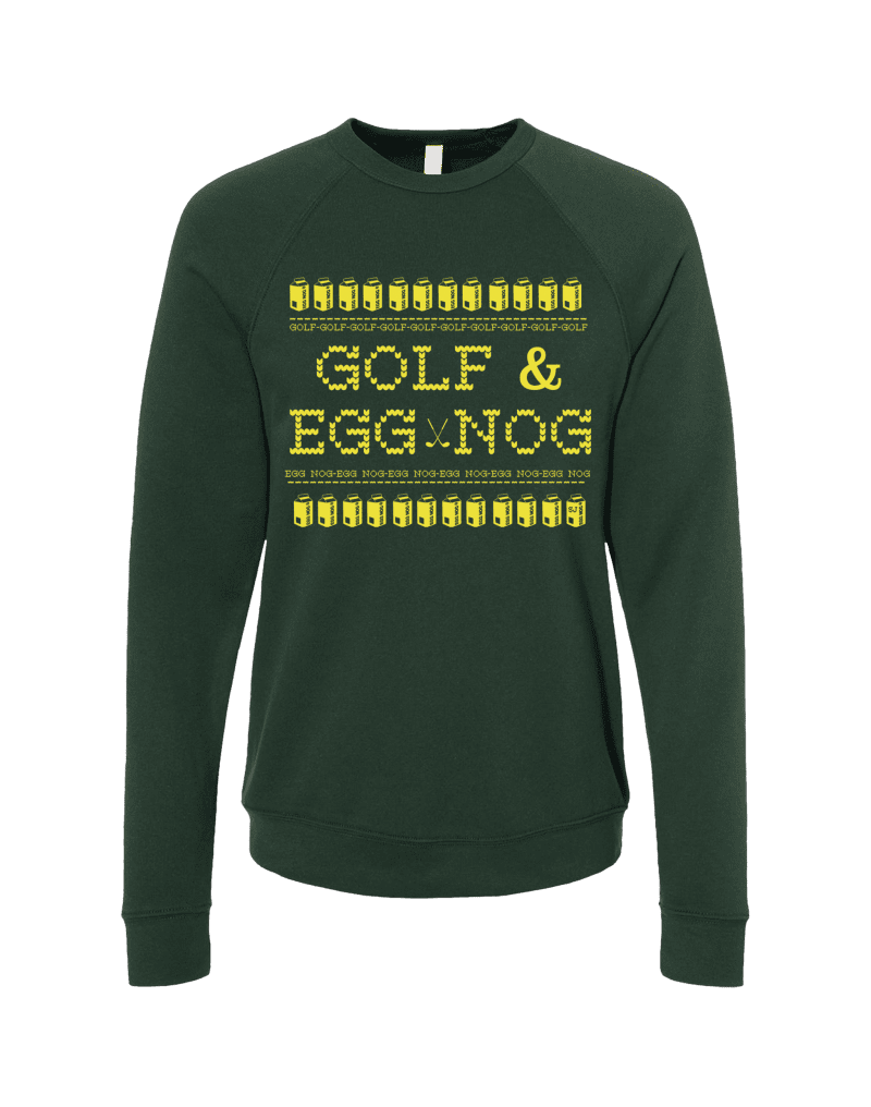 04 swingjuice golf egg nog ugly sweater long sleeve sweatshirt forest green