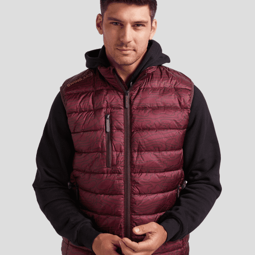 07 rhythmic lines mens packable puffer vests burgundy