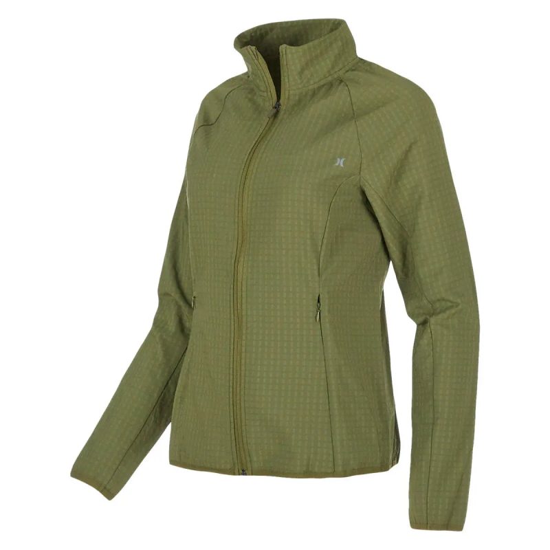 195900373955 Hurley Women s Mock Neck Trail Jacket Olive Branch 1