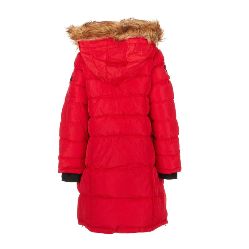 196730047375 Canada Weather Gear Women s Long Puffer with Faux Fur and Sherpa Lined Hood Red Natural. copy