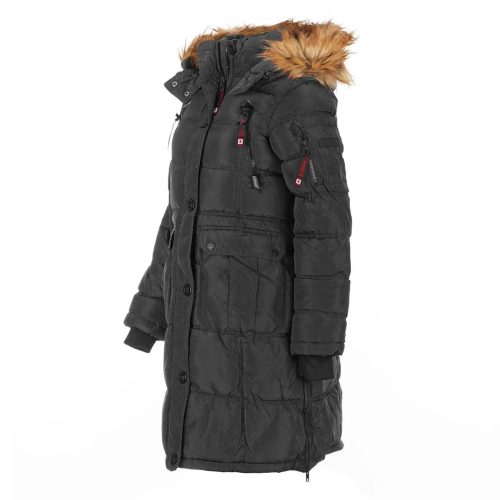 196730047436 Canada Weather Gear Women s Long Puffer with Faux Fur and Sherpa Lined Hood Black Natural