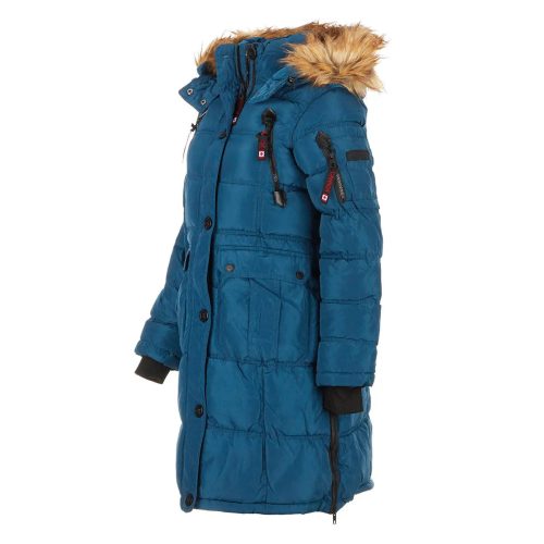 196730047436 Canada Weather Gear Women s Long Puffer with Faux Fur and Sherpa Lined Hood Peacock Nat