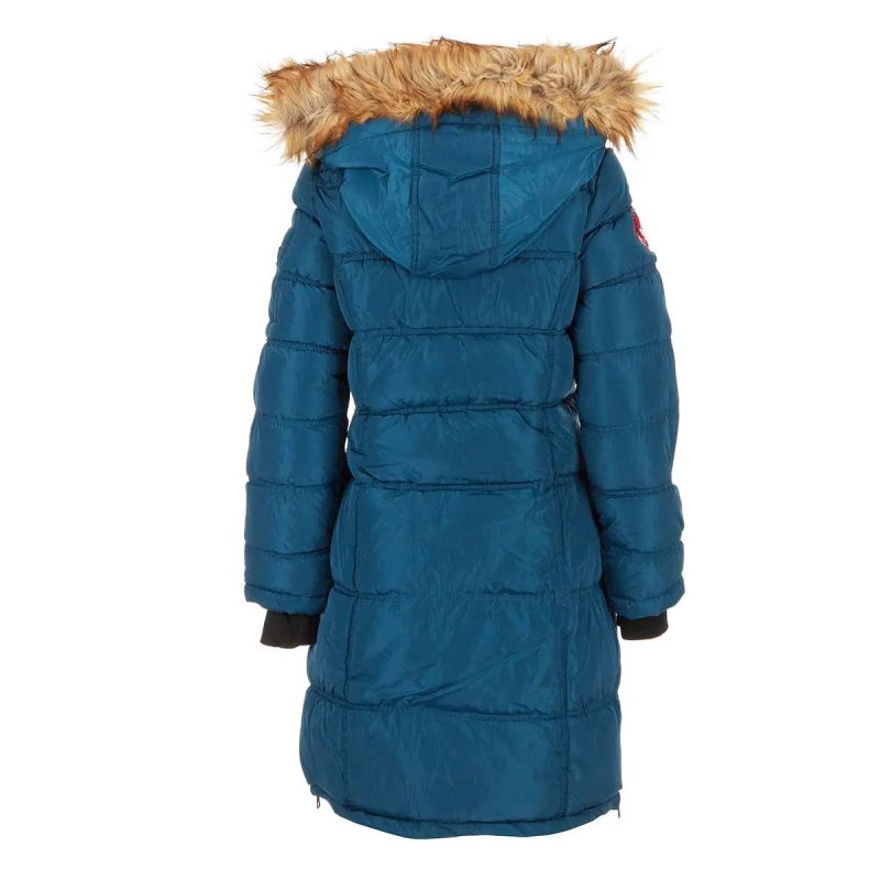 196730047436 Canada Weather Gear Women s Long Puffer with Faux Fur and Sherpa Lined Hood Peacock Nat. copy