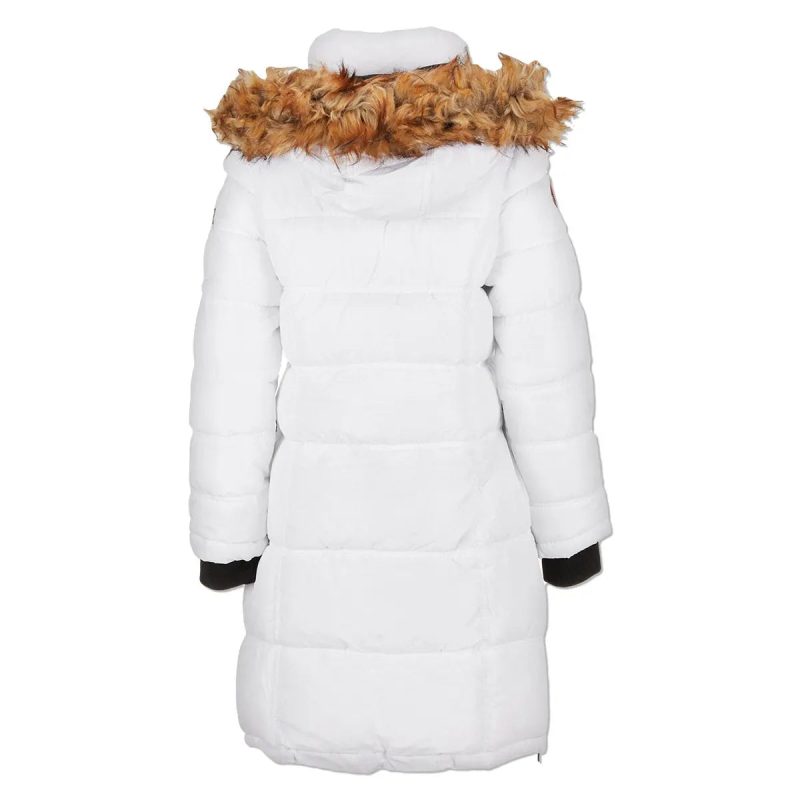 196730047474 Canada Weather Gear Women s Long Puffer with Faux Fur and Sherpa Lined Hood White Natur. copy