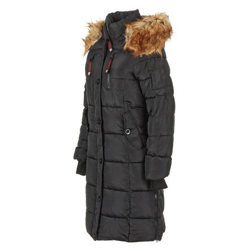 196730075743 Canada Weather Gear Women s Long Puffer with Faux Fur Trim Hood Black 1