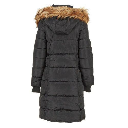 196730075743 Canada Weather Gear Women s Long Puffer with Faux Fur Trim Hood Black 2