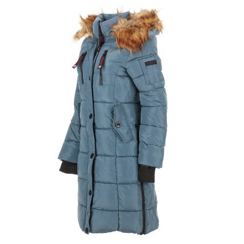 196730075781 Canada Weather Gear Women s Long Puffer with Faux Fur Trim Hood Teal Ocean 1