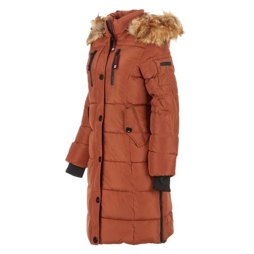 196730075828 Canada Weather Gear Women s Long Puffer with Faux Fur Trim Hood Pecan 1