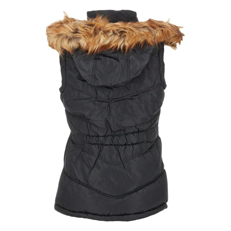 196730076467 Canada Weather Gear Women s Puffer Vest with Faux Fur Trim Hood Black 2