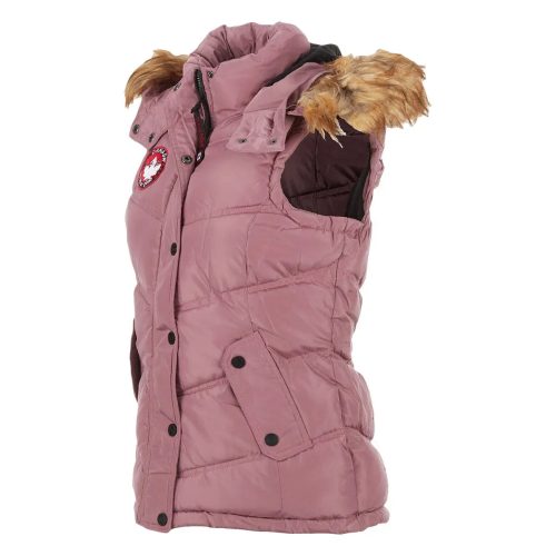 196730076542 Canada Weather Gear Women s Puffer Vest with Faux Fur Trim Hood Pink Haze 1