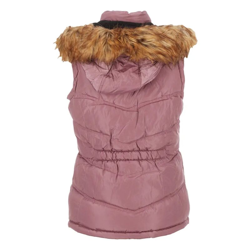 196730076542 Canada Weather Gear Women s Puffer Vest with Faux Fur Trim Hood Pink Haze 2