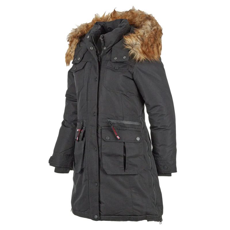 196730083007 Canada Weather Gear Women s Parka with Faux Fur Trim Hooded Black 1