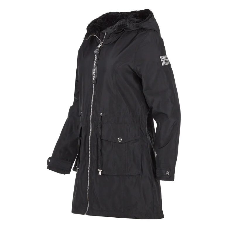 196730084257 Bebe Women s Lined Parka with Hood BLK BLK 1