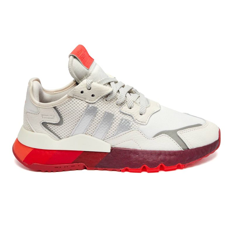 4064047377989 adidas Men s Originals Nite Jogger Shoes Core White Metallic Silver Grey Two 2