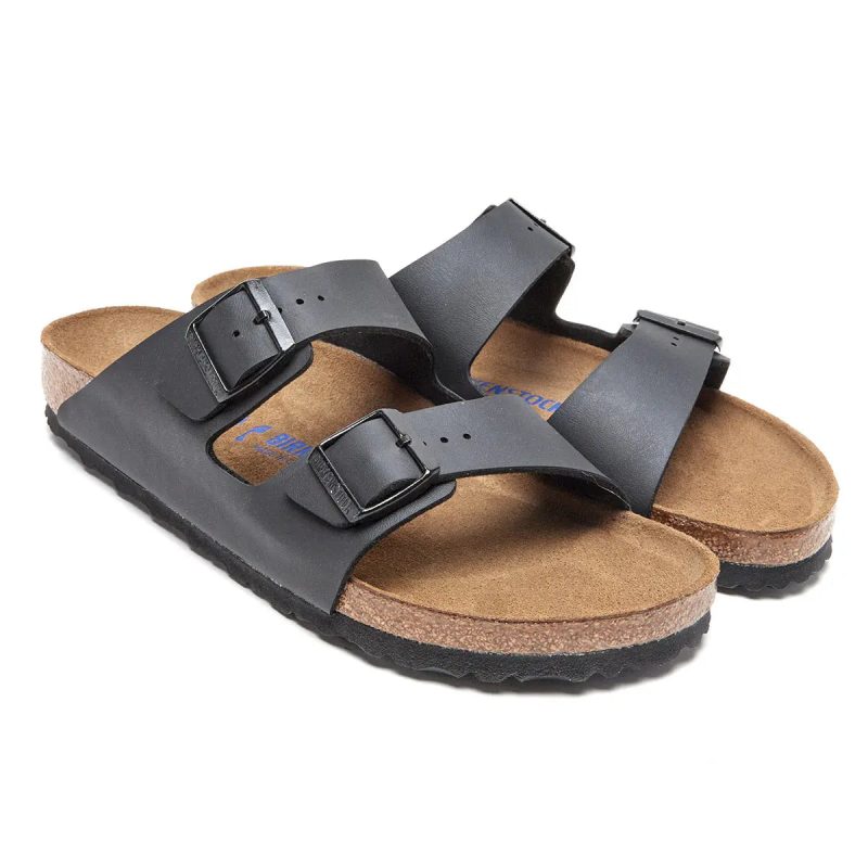 736399199246 Birkenstock Arizona Soft Footbed Birko Flor Sandals Black 1