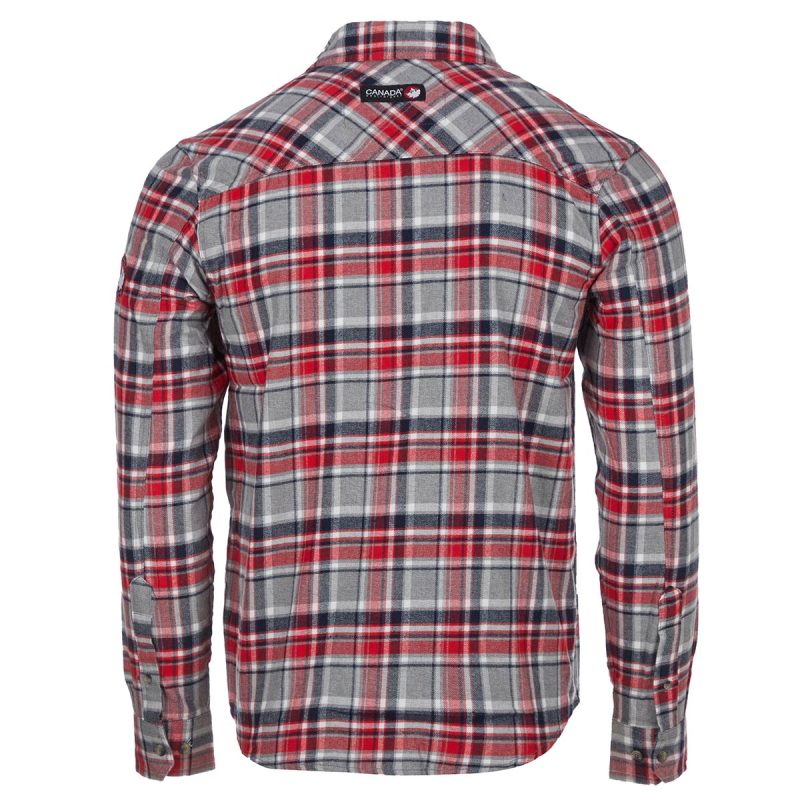 791390620519 Canada Weather Gear Men s Unlined Flannel Heather Grey Red 2