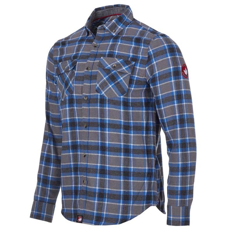 791390620809 Canada Weather Gear Men s Unlined Flannel Heather Grey Powder Blue 1