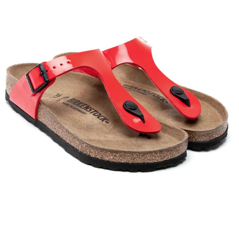 802436441453 Birkenstock Gizeh Birko Flor Sandals Patent Cherry 2