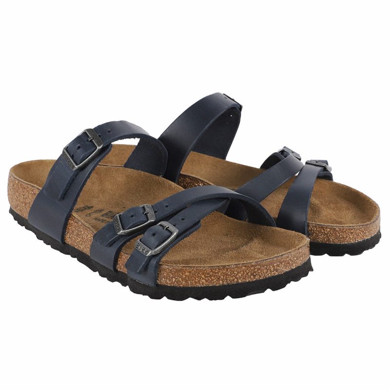 802436902626 Birkenstock Franca Oiled Leather Sandals Blue 2