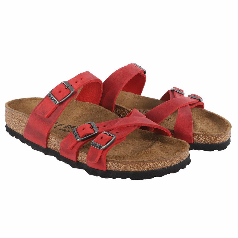 822698217795 Birkenstock Franca Oiled Leather Sandals Fire Red 2