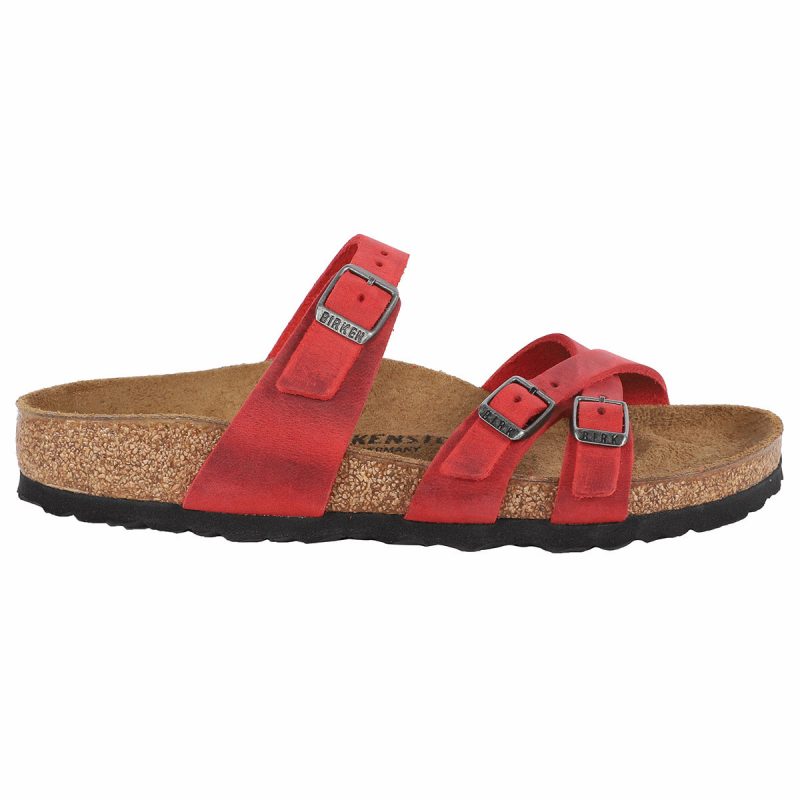 822698217795 Birkenstock Franca Oiled Leather Sandals Fire Red 4