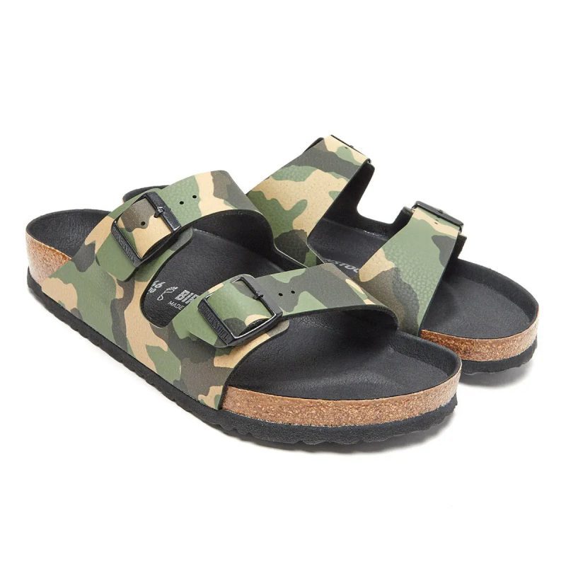 822698417614 Birkenstock Arizona Birko Flor Sandals Camo Beige 1