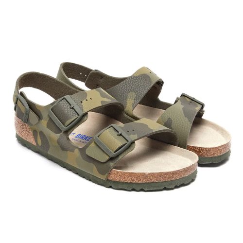 822698632321 Birkenstock Milano Soft Footbed Birko Flor Sandals Desert Soil Camo Green 1