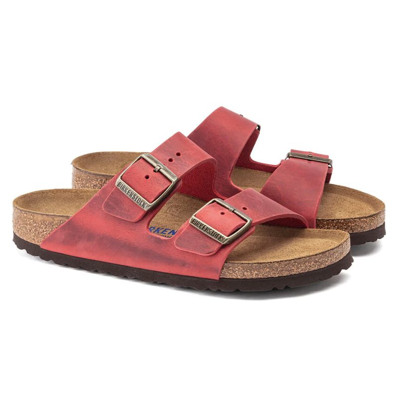 BirkenstockArizonaSoftFootbedOiledLeatherSandalsFireRed 2