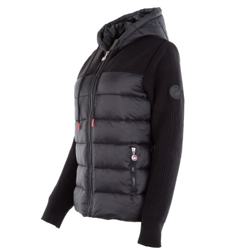 CanadaWeatherGearWomen sPufferJacketwithSweaterSleeves Black 3