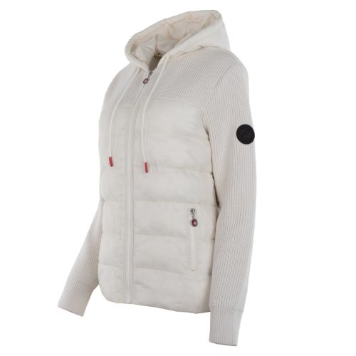 CanadaWeatherGearWomen sPufferJacketwithSweaterSleeves Ivory 3