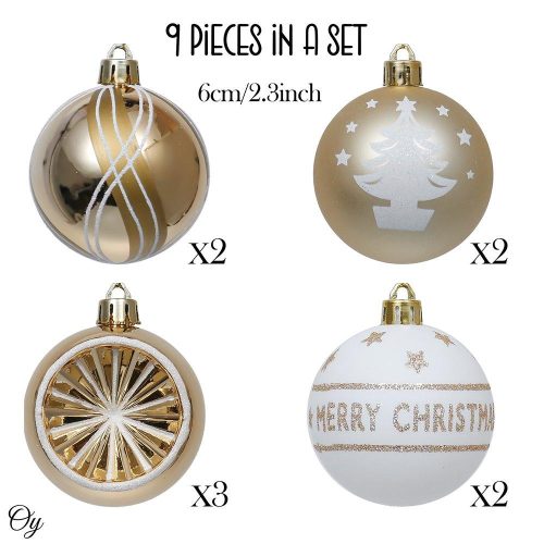 ForProduct 02ElegantGoldandGlitter9PieceChristmasOrnamentSet