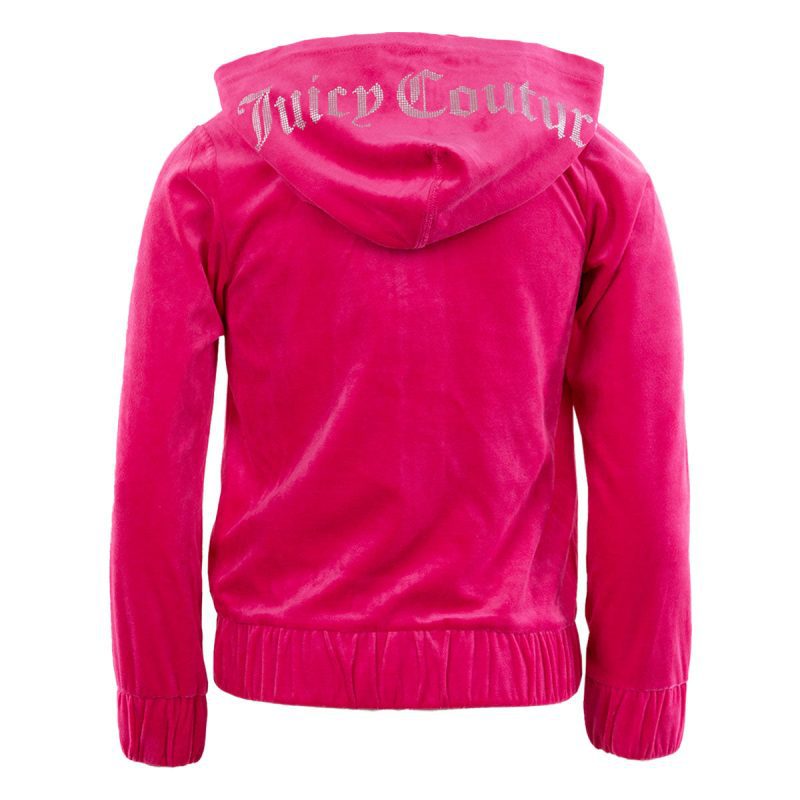 JuicyCoutureBigGirlsVelourLogoHoodFullZip Fuchsia Purple 2