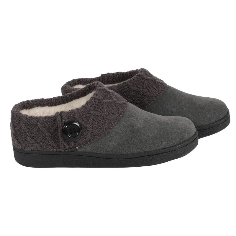 S194430033346PAR Clarks Women s Sweater Clog Slipper Grey Cow Suede 2