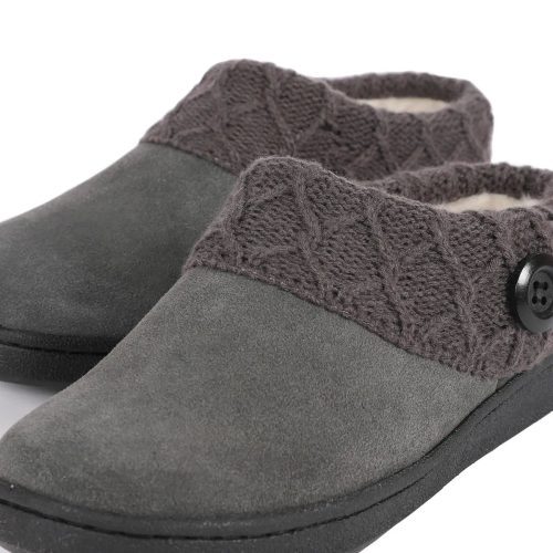 S194430033346PAR Clarks Women s Sweater Clog Slipper Grey Cow Suede 3