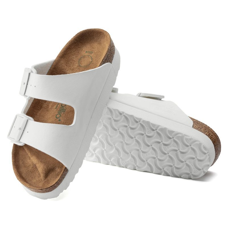 S802436871250 Birkenstock Women s Arizona Platform Vegan Birko Flor Sandals White 1