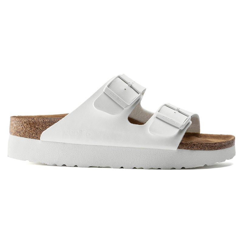 S802436871250 Birkenstock Women s Arizona Platform Vegan Birko Flor Sandals White 3