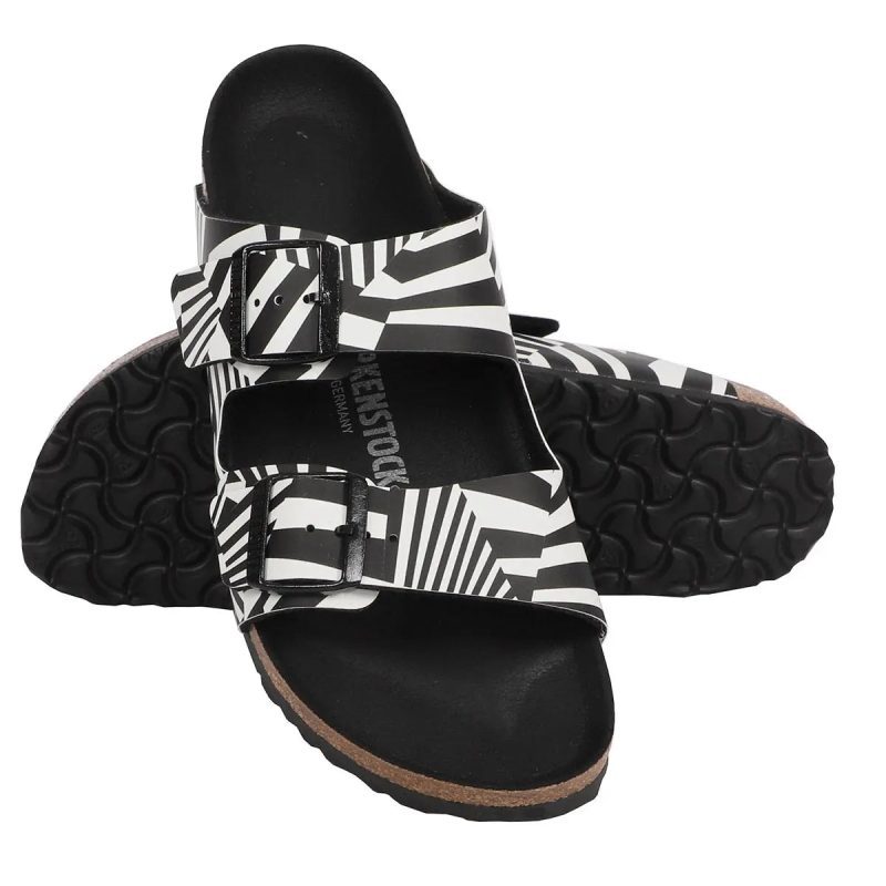 S822698418451PAR Birkenstock Arizona Birko Flor Sandals Dazzle Camo Black White 3