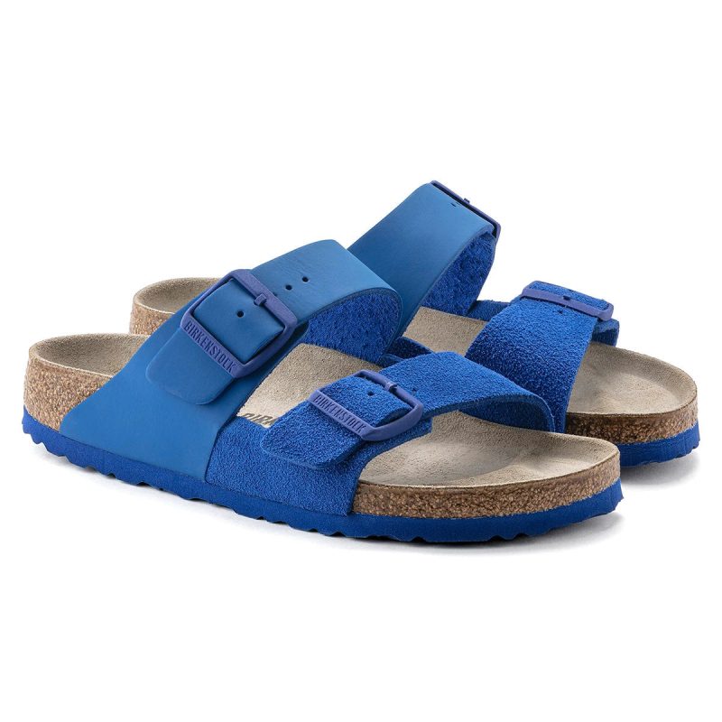 S887759605010 Birkenstock Arizona Split Natural Leather Suede Sandals Ultra Blue 1