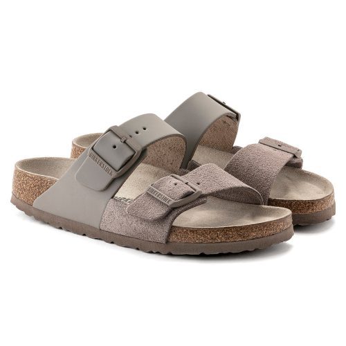 S887759614951 Birkenstock Arizona Split Natural Leather Suede Sandals Gray Taupe 1