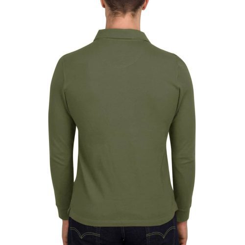 ThreeSixtySixMen sCasualLongSleevePolo ClassicOliveGreen 2