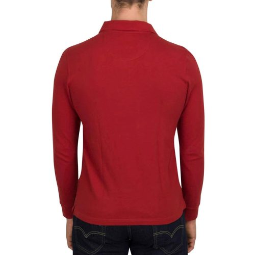 ThreeSixtySixMen sCasualLongSleevePolo RustRed 2