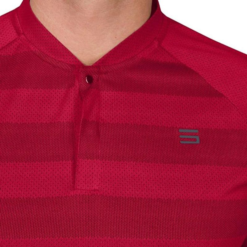 ThreeSixtySixMen sCollarlessGolfPolo PureRed 3