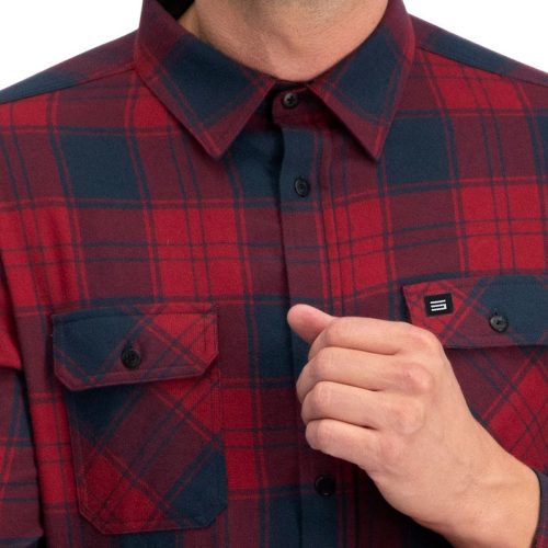 ThreeSixtySixMen sFlannelLongSleeveShirt CrimsonRed 3