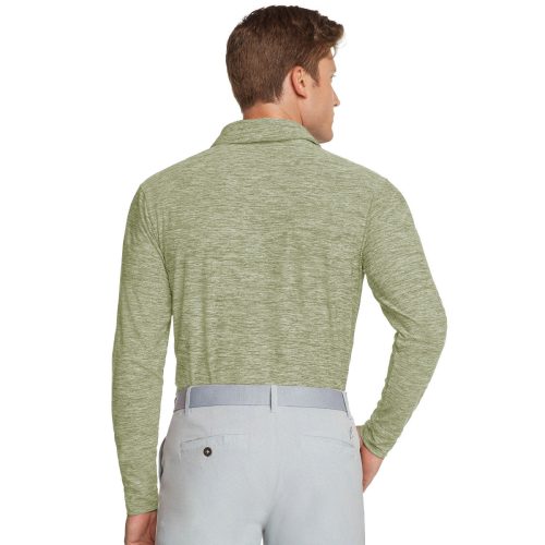 ThreeSixtySixMen sLongSleeveGolfPolo OliveHeather 2