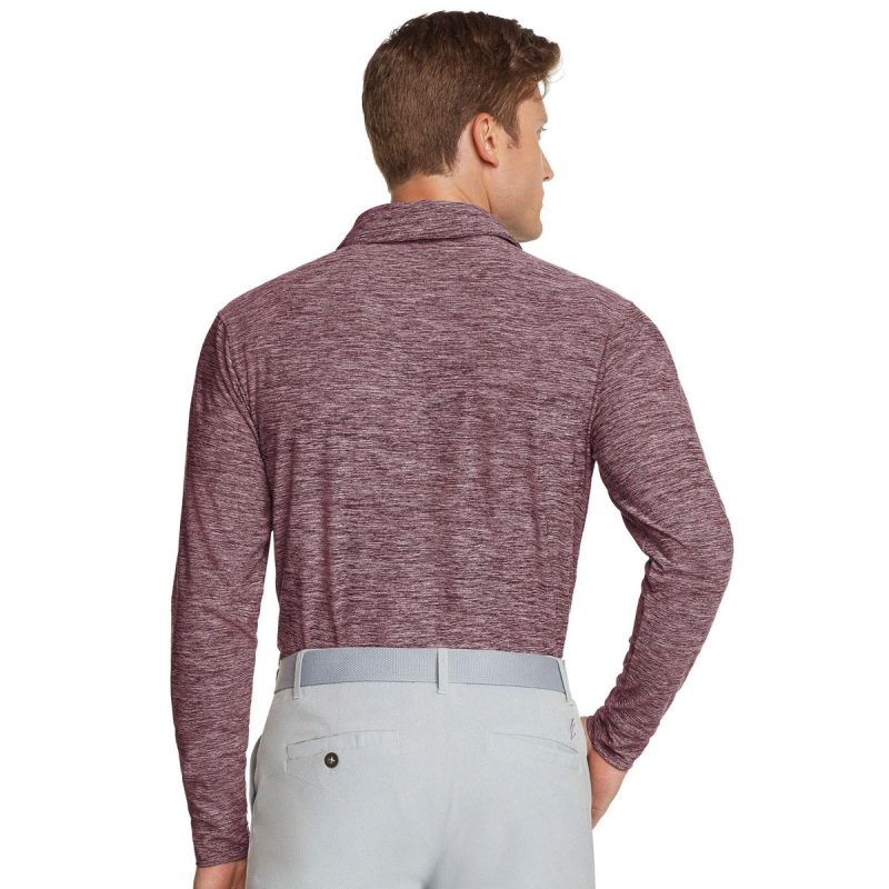 ThreeSixtySixMen sLongSleeveGolfPolo WineHeather 2